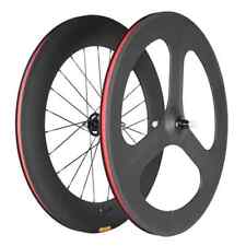 700c Track Fixed Gear Carbon Fiber Bicycle Front 3 Spokes Rear 88mm Wheelset