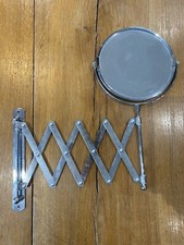 Vintage Chrome Metal Accordion Wall Mirror Round Magnifying