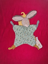 Doudou Plat Lapin Beige Vert