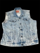 Levi’s Trucker Vest Men’s XXL Jean Blue Relaxed Denim Medium Wash Cutoff