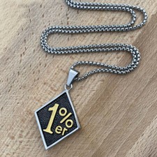 MOYON Mens Gold Motorcycle Outlaw 1%er Biker One Percenter Pendant Necklace Men