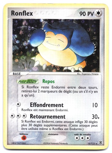 Carte pokémon ronflex 112 - carte, 15/112