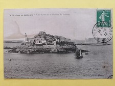 Old postcard Brittany RADE de MORLAIX L'ILE LOUËT et le CHÂTEAU FORT du TAUREAU lighthouse