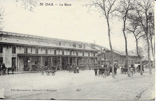 Cpa animée dax - la, gare