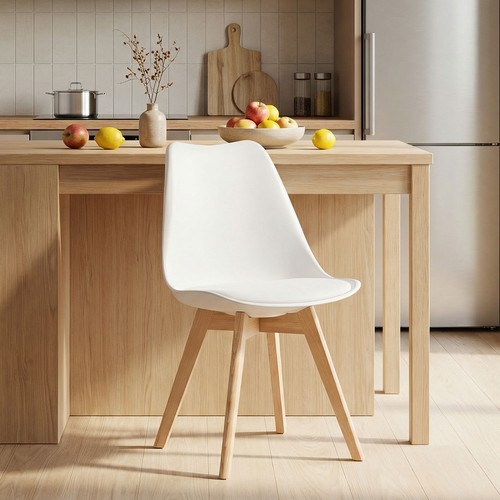 Chaise cuisine blanc - blanc, pieds