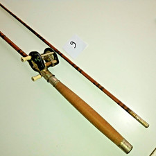 ancienne canne à pêche en bambou refendu  2 brins  2m  ( n°9 )