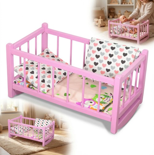 Berceau bois rose poupée - , +