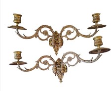 Pair of Bronze Double Piano Candle Holders Signed L. Pinet / 19th Century