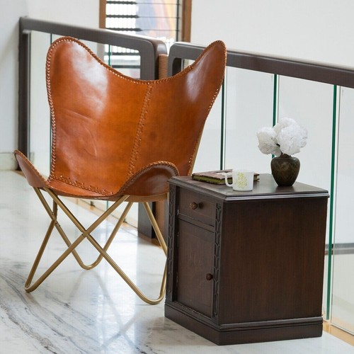 Fauteuil papillon cuir fait - en,