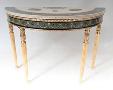 Adams Console Table - Demi Lune Painted Top Gilt