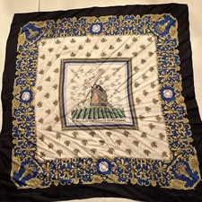 Soie Naturelle France Silk Scarf Windmill Le Moulin Historique De Verzenay 30"