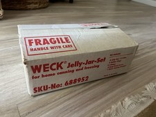 Weck 8 Jelly Jar Set Germany -8 Small 1/5 Liter Jars Lids Clips Rubber Rings