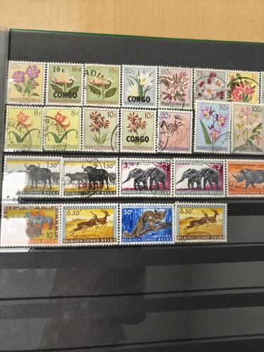 Lot timbres congo - lot, fleurs