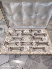 Coffret de 12 porte-couteaux anciens en métal argenté - Bestiaire animalier