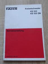 Deutz Fahr Rake KS100 + KS100DN Operating Instructions