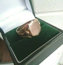 Rose Or Chevalière 9ct Bouclier Forme Ancien Hm 1911 Birmingham Taille R Vers S