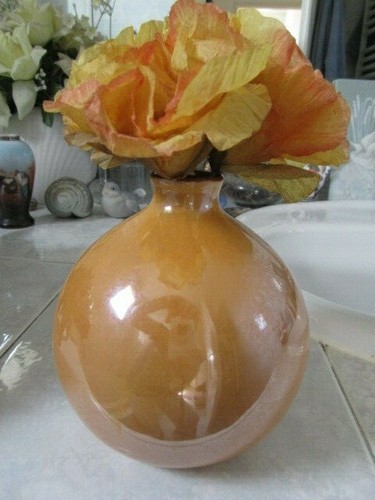 Vase boule porcelaine jaune - boule,
