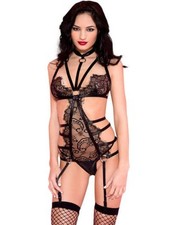 Body noir fétichiste dentelle