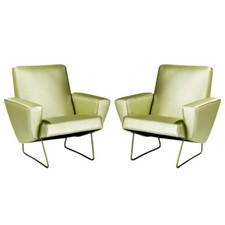 Pair French geometrical club chair Pierre Guariche