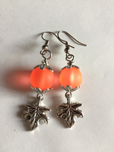 Maple leaf charm earrings - leaf,
