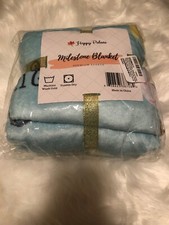 Adorable Blue Weekly Or Monthly Newborn Milestone Baby Blanket, Perfect... 