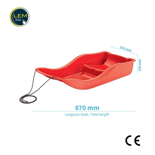 Luge neige plastique - plastique, rouge