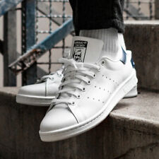 Adidas Stan Smith Homme Blanc Bleu Véritable Cuir Chaussures Tennis Confortable