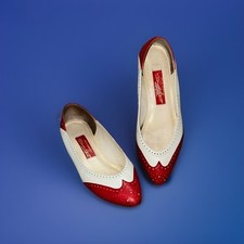 Vintage Etienne Aigner Shoes 6.5 White Red Rockabilly
