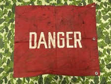 Vintage Red Canvas Danger Flag Military Nautical Sailboat Beach 25.5X21.7 Signal