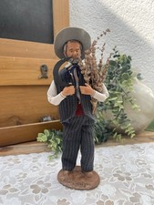 Antique Santon Signed André Guigon - Washerman with Sickle and Lavender Bouquet