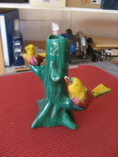 ++"540..21" SMALL VALLAURIS FAIENCE VASE TREE DECOR AND 2 BIRDS