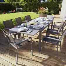 Table extensible Moorea GoodHome aluminium et verre trempé mat gris acier L.240