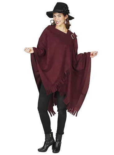 Poncho rouge brun avec - poncho, rouge-brun