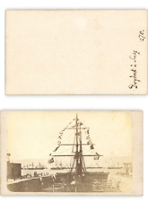 Egypt, Port Said, Construction Site, Suez Canal, Vintage Albumen Print CDV.