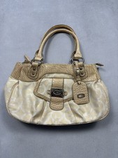 Y2K Gussaci Monogram Logo Beige Faux Croc Handle Shoulder Bag