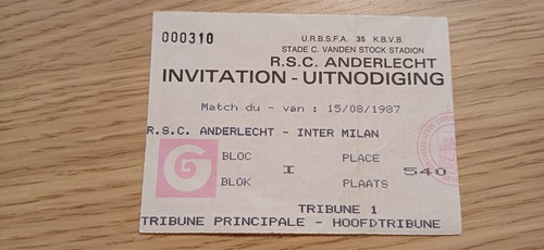 Ticket 1987 rsc - anderlecht, vs