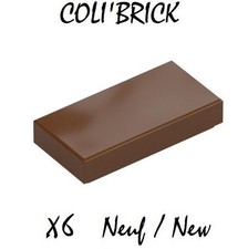 Lego 3069 b - 6x Plaque Lisse Tile 1x2 - Marron Reddish Brown - 30070 88630 NEUF