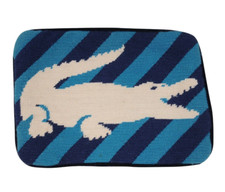 Jonathan Adler Lacoste Pillow 8 x 11 Navy Blue Turquoise Velvet Knit Pouch Sac