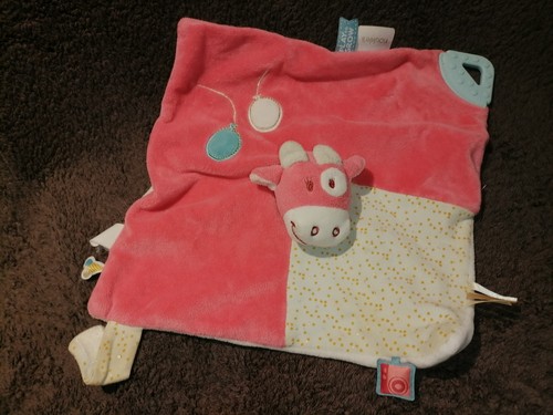 Doudou plat vache - plat, blanc