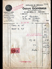 PARIS (XX°) MACHINES & PRECISION TOOLS / TAPS "Gustave GOUVERNEUR" 1947