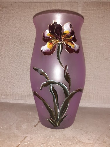 Vase ancien verre émaillé - verre,