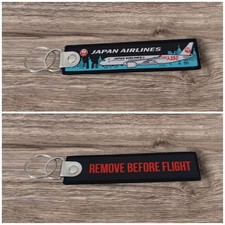 Porte Clé Brodé Avion Flamme