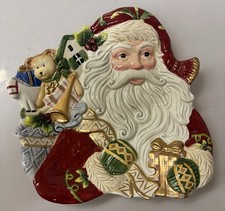 Fitz and Floyd "Plaid Christmas" Santa Canape Plate 10x10”