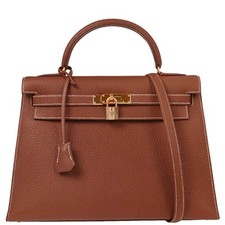 Hermes Brique Togo Kelly 32 Sellier Handbag □C 6 154019