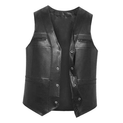 Gilet cuir pour hommes - cuir,