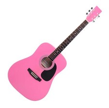 Guitare Acoustique Folk Western Blues Dreadnought 20 Frettes 6 Cordes Rose