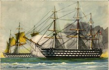 Old postcard AK ships - embossing combat - ships (774572)