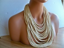 MONIES GERDA LYNGGAARD NECKLACE 15 STRAND IVORY COCONUT SHELL BOVIN HORN  CLASP