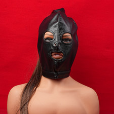 Fouet Et Tête Capot Masque Et Cuir Gants Cosplay Costumes BDSM Esclaves Bondage