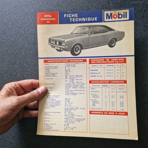 Opel commodore fiche - gs,